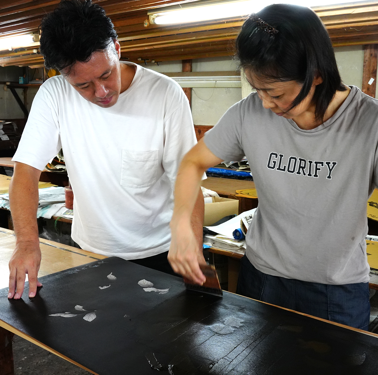 京友禅染工房での染色体験