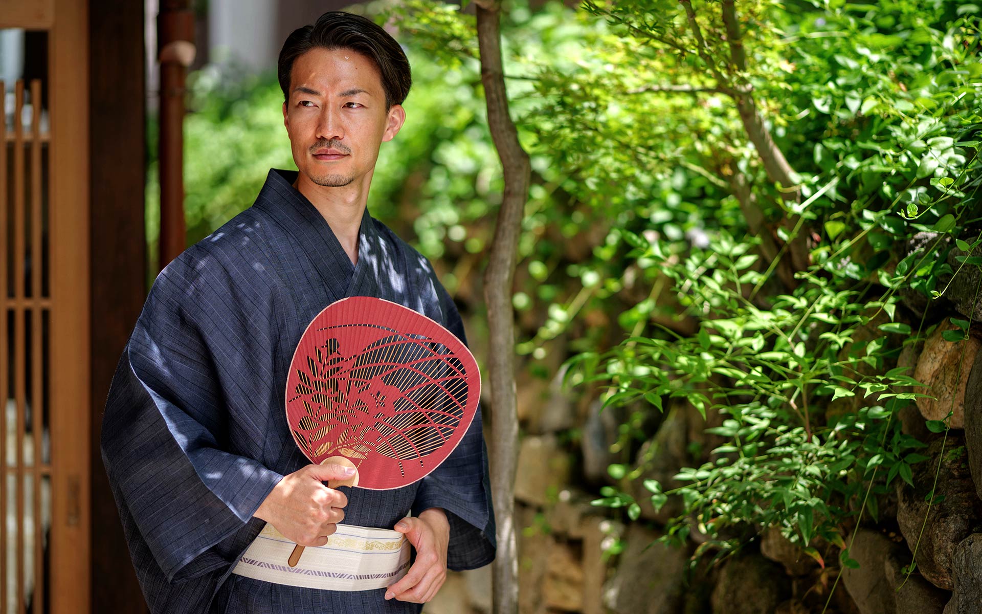 夏着物 メンズ浴衣 近江ちぢみ 麻の着物