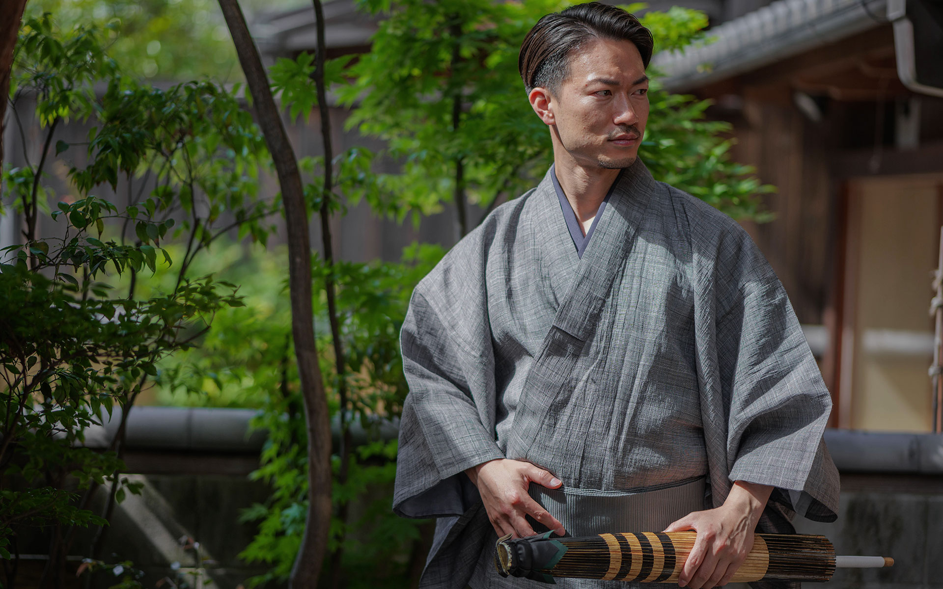 夏着物 メンズ浴衣 麻の着物