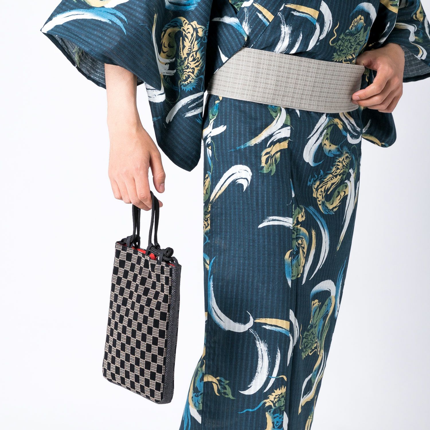 信玄袋(印伝調)/和装バッグ/着物・浴衣バッグ/日本産