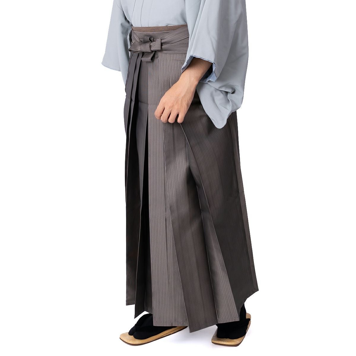 66584　行燈袴　紺 行燈袴 交織縞 無双 茶縞 162cm～183cm位まで対応 | 男着物の加藤商店