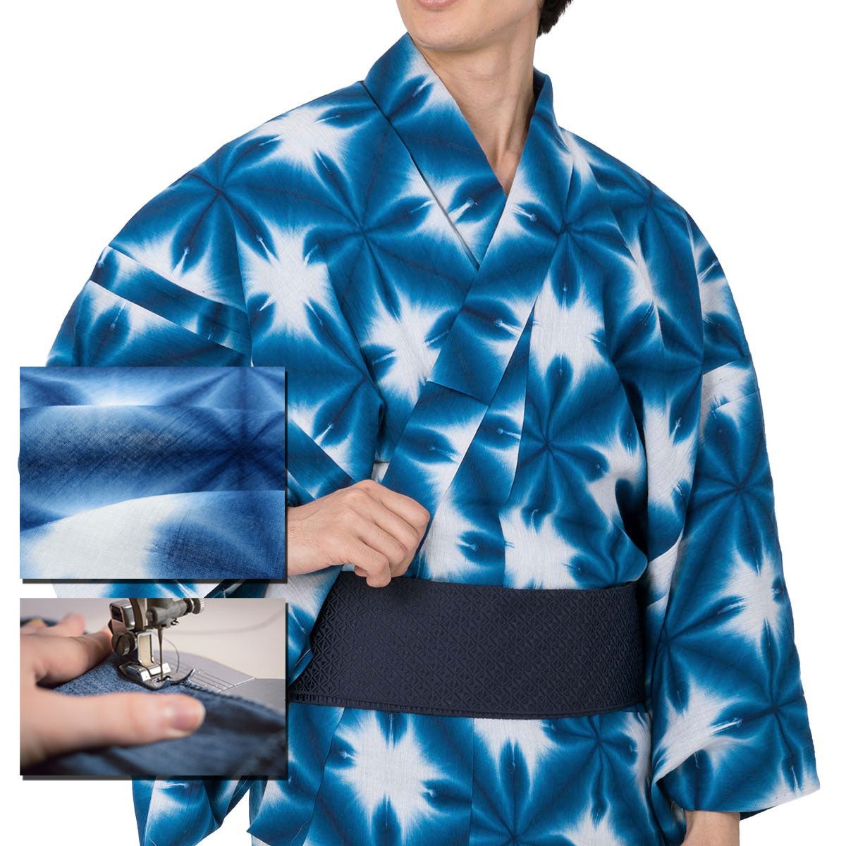 着物ユーザー必見‼️ 美品‼️綿麻浴衣　お誂え　白×藍色 浴衣 レディース 綿麻[品番：NNCW0004049]｜Ainokajitsu（アイノカジツ