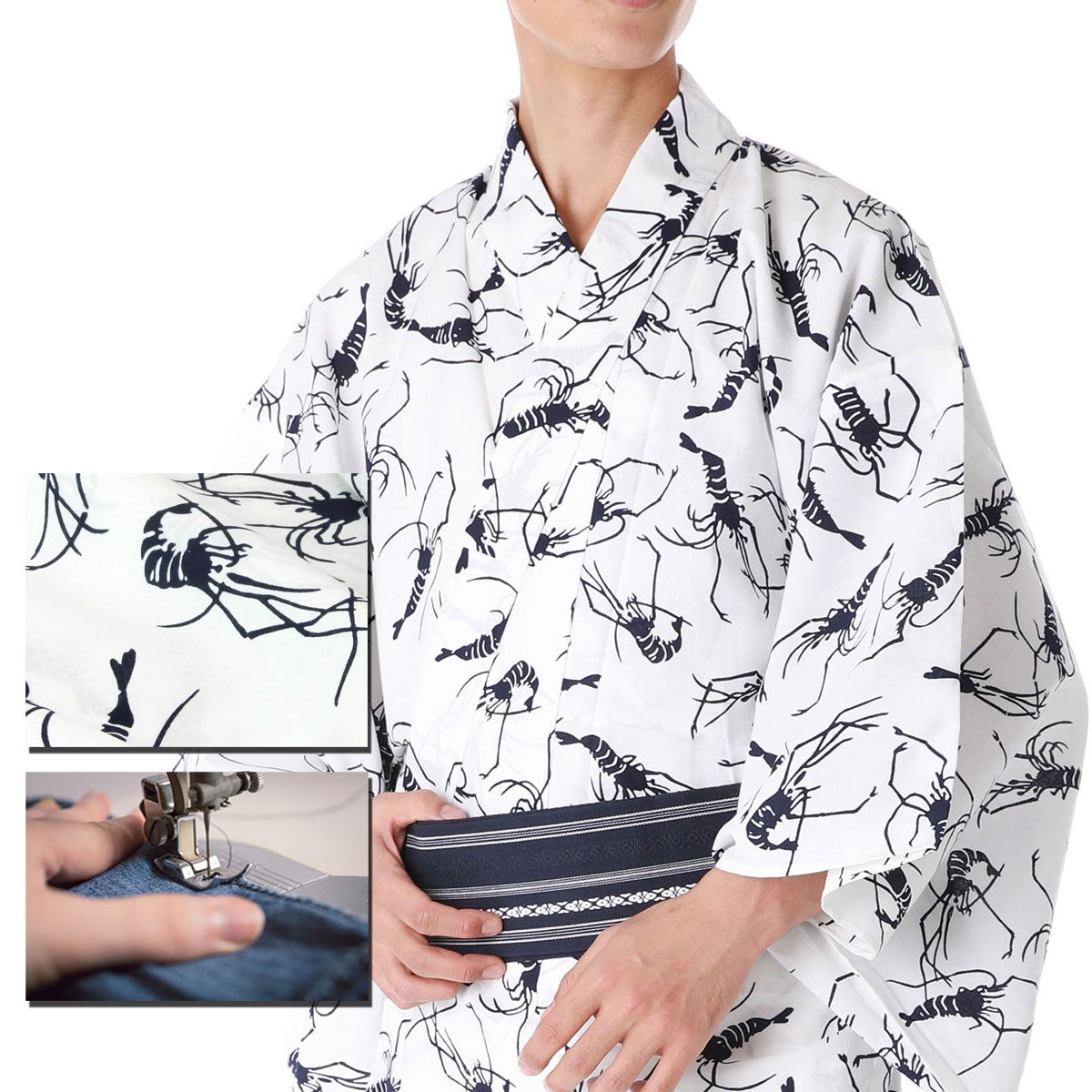 仕立てオーダー浴衣 夏着物 雪花絞り ブルー | 男着物の加藤商店《公式》