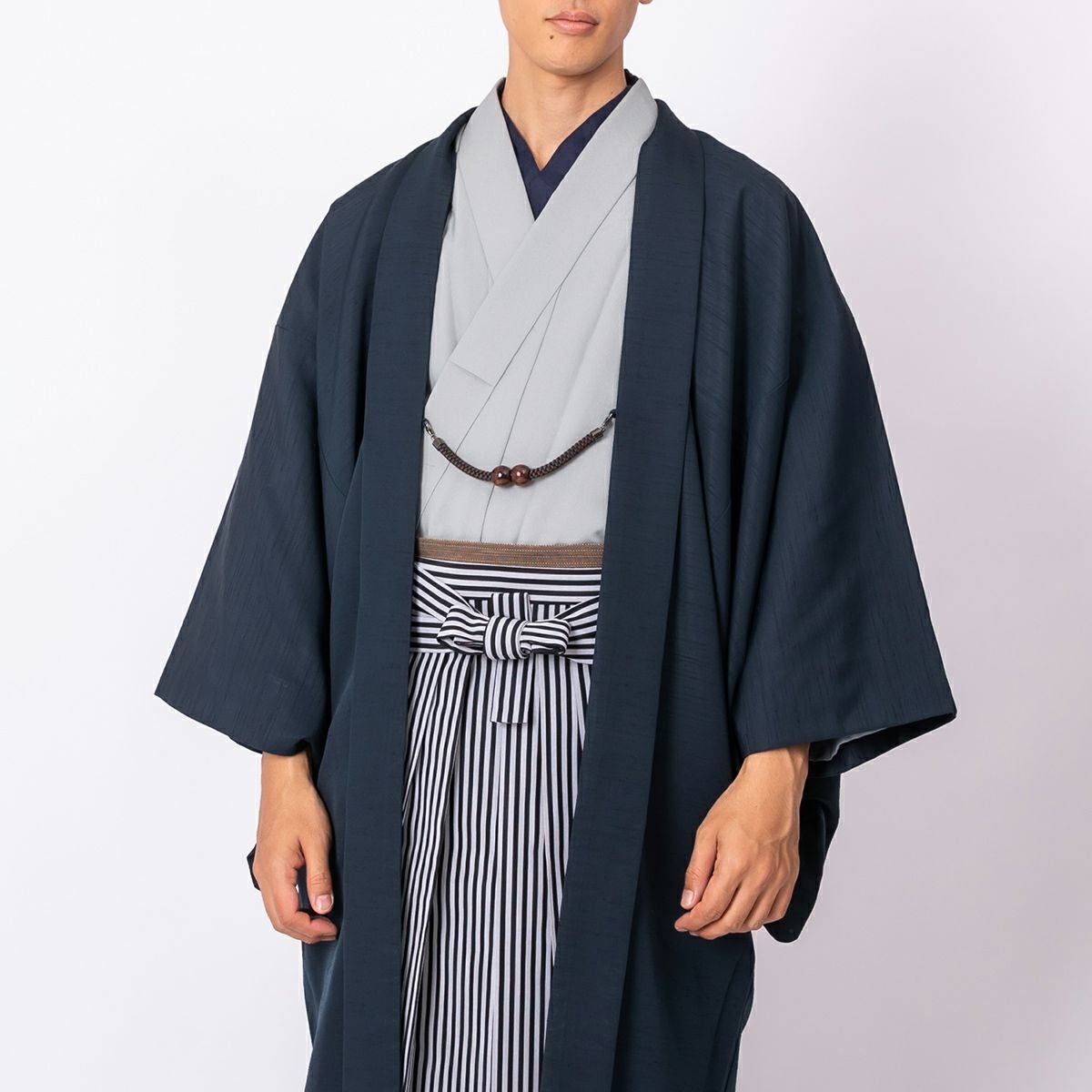 男性袴 交織縞 無双 行燈袴 白黒縞