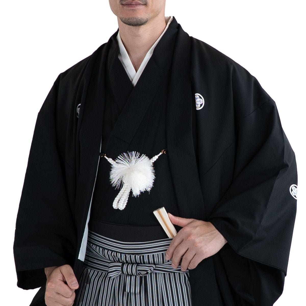 黒紋付袴着物フルセット 家紋を入れるだけですぐに着られる既製品 | 男