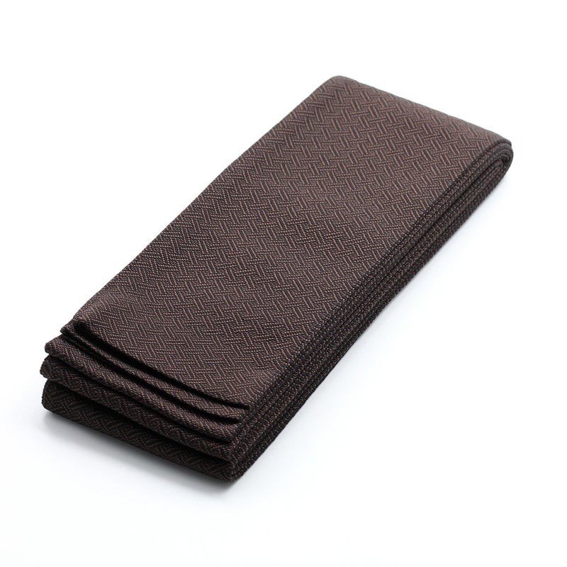 角帯 正絹 米沢織物 月山 茶