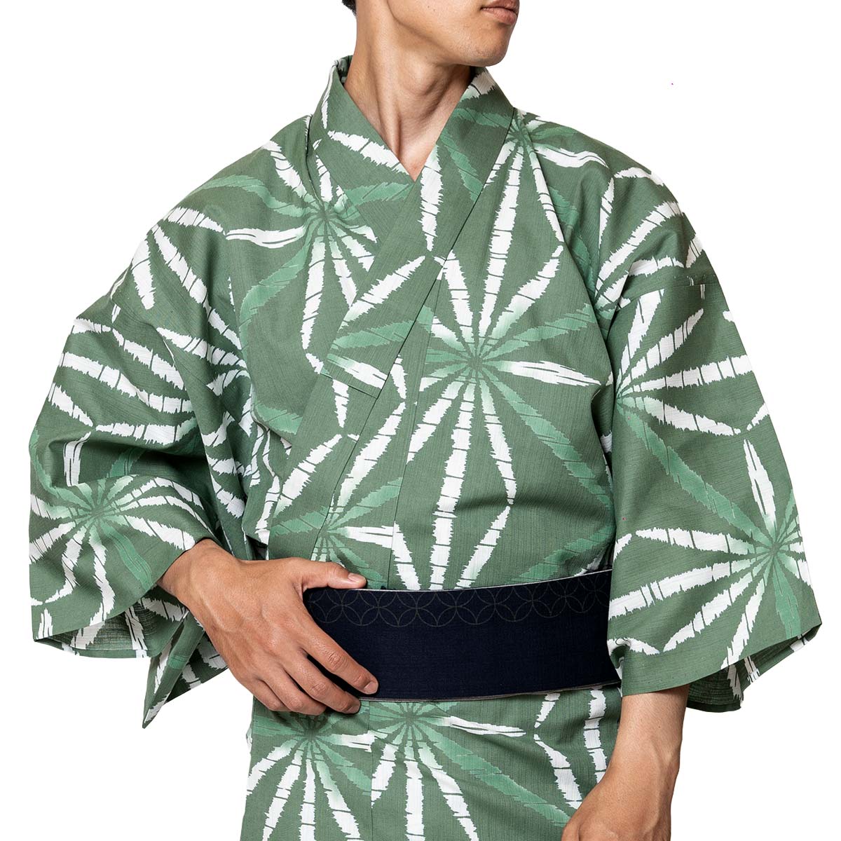 仕立てオーダー浴衣 注染 麻の葉 緑