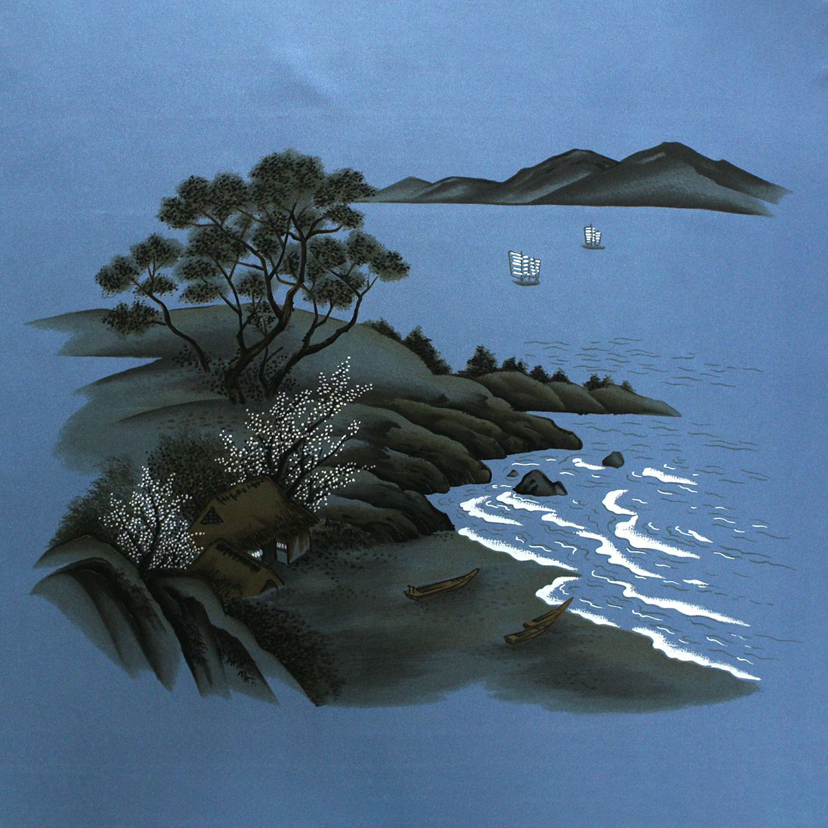 羽裏 額裏 山水