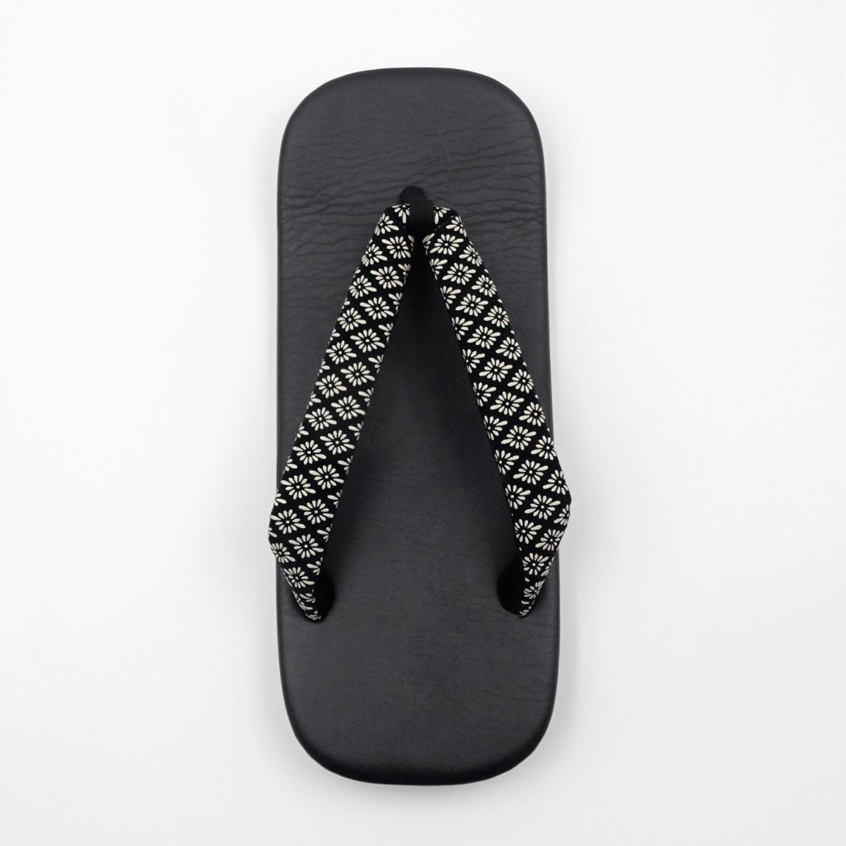 雪駄 印伝風 菊小紋 黒台