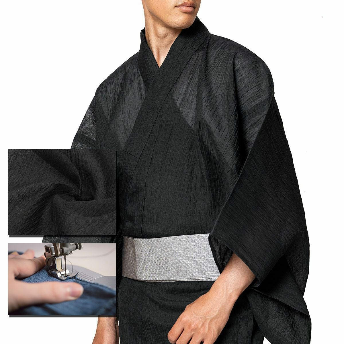 仕立てオーダー浴衣 夏着物 小千谷縮 本麻 黒 | 男着物の加藤商店《公式》