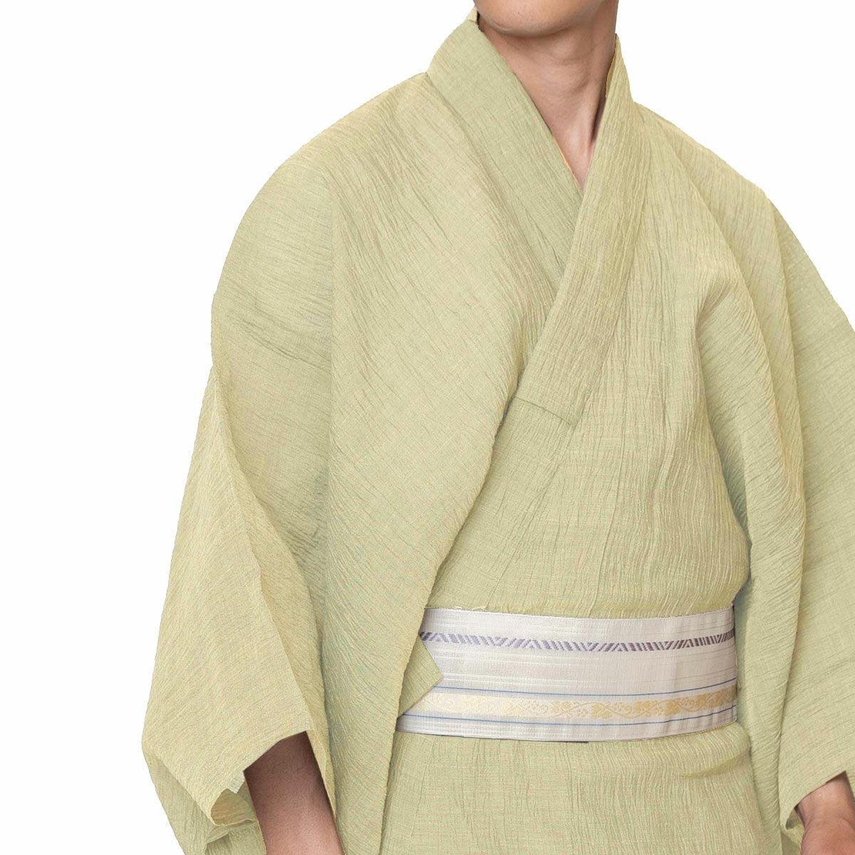 仕立てオーダー 小千谷ちぢみ 夏着物 麻の着物 薄黄色 | 男着物の加藤