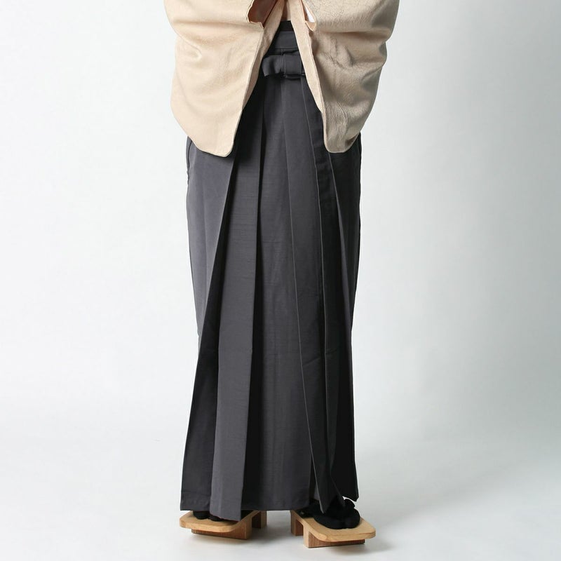 袴 無地 紬 濃グレー 紐下90ｃｍ