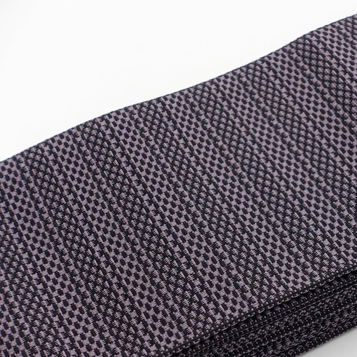 角帯 正絹 米沢織物 縞 灰紫