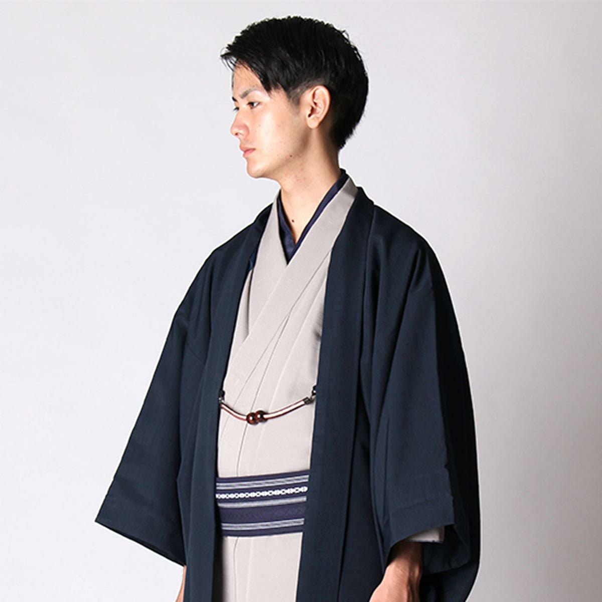 男羽織 洗える 袷 紬無地