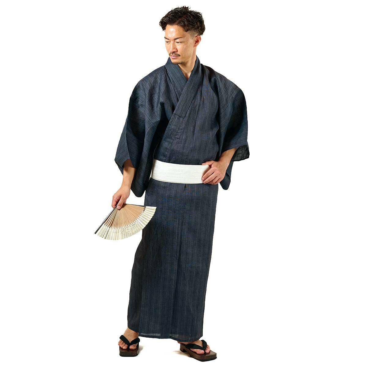 メンズ浴衣 夏着物 近江ちぢみ本麻