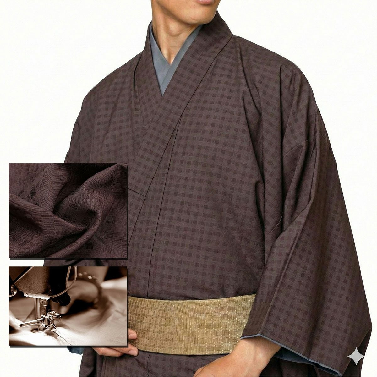 国内仕立て オーダー着物と羽織 アンサンブル 正絹 大島紬 紺 | 男着物