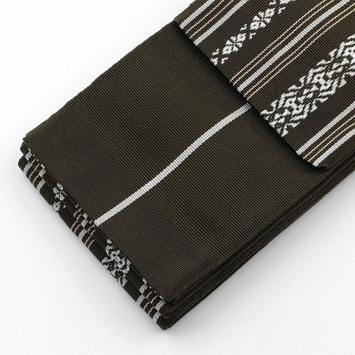 角帯 正絹 博多織物 献上 カーキ