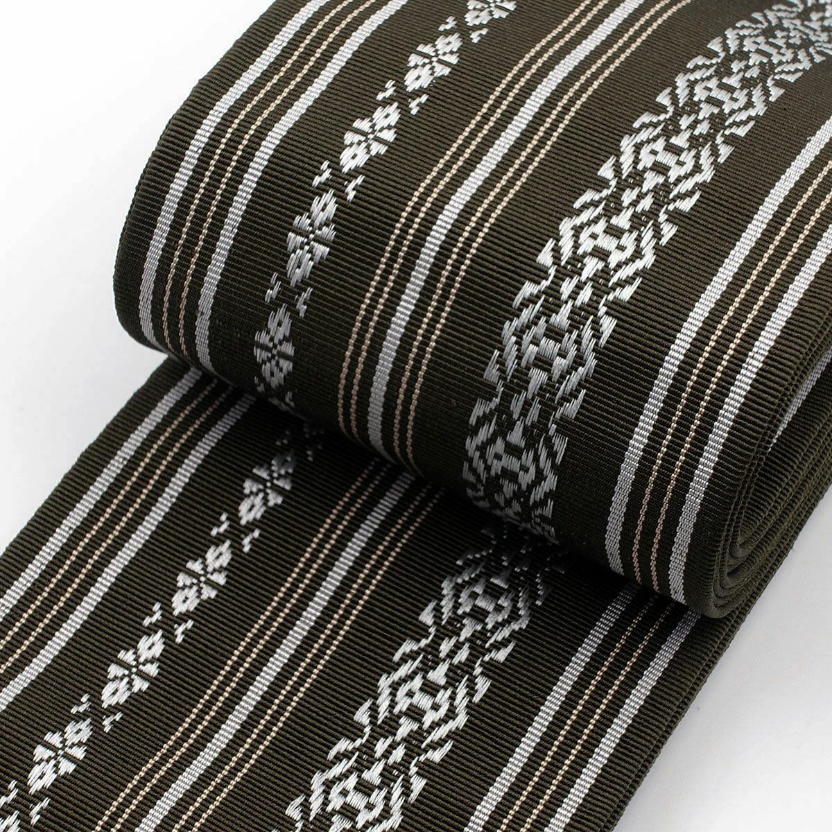 角帯 正絹 博多織物 献上 カーキ