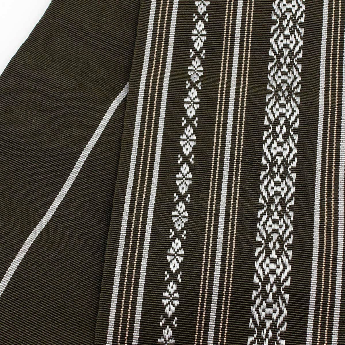 角帯 正絹 博多織物 献上 カーキ