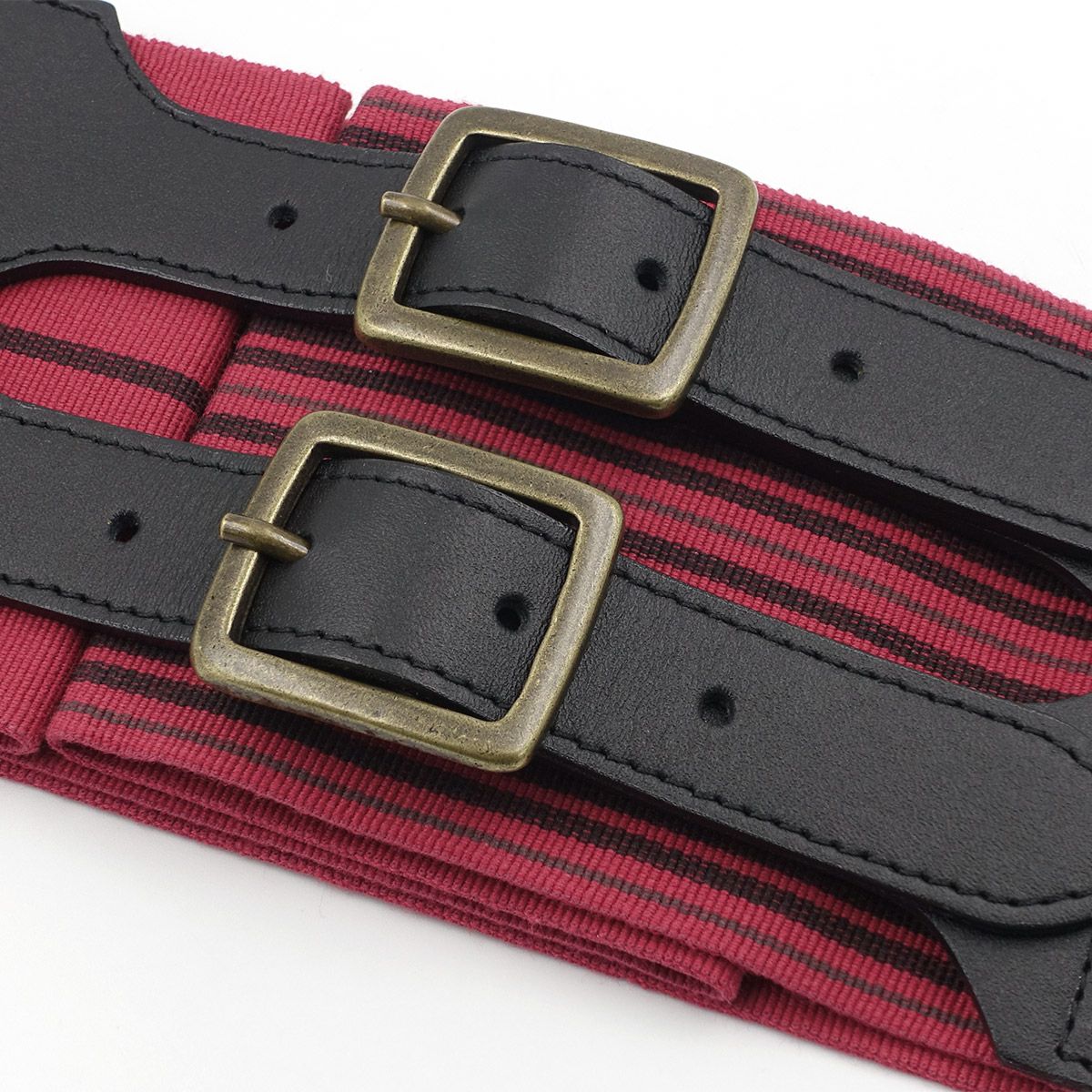 帯ベルト 縞 ワインレッド