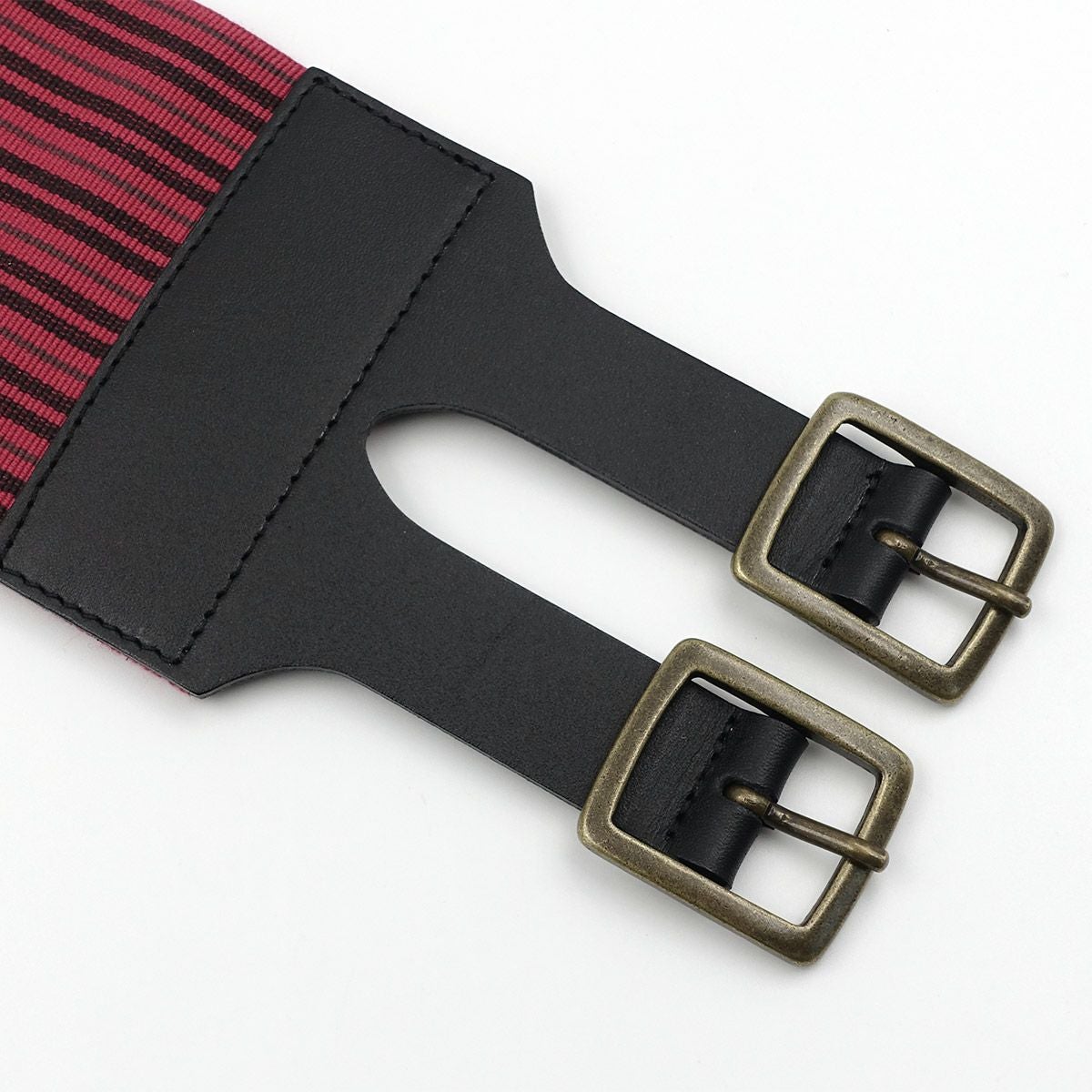 帯ベルト 縞 ワインレッド