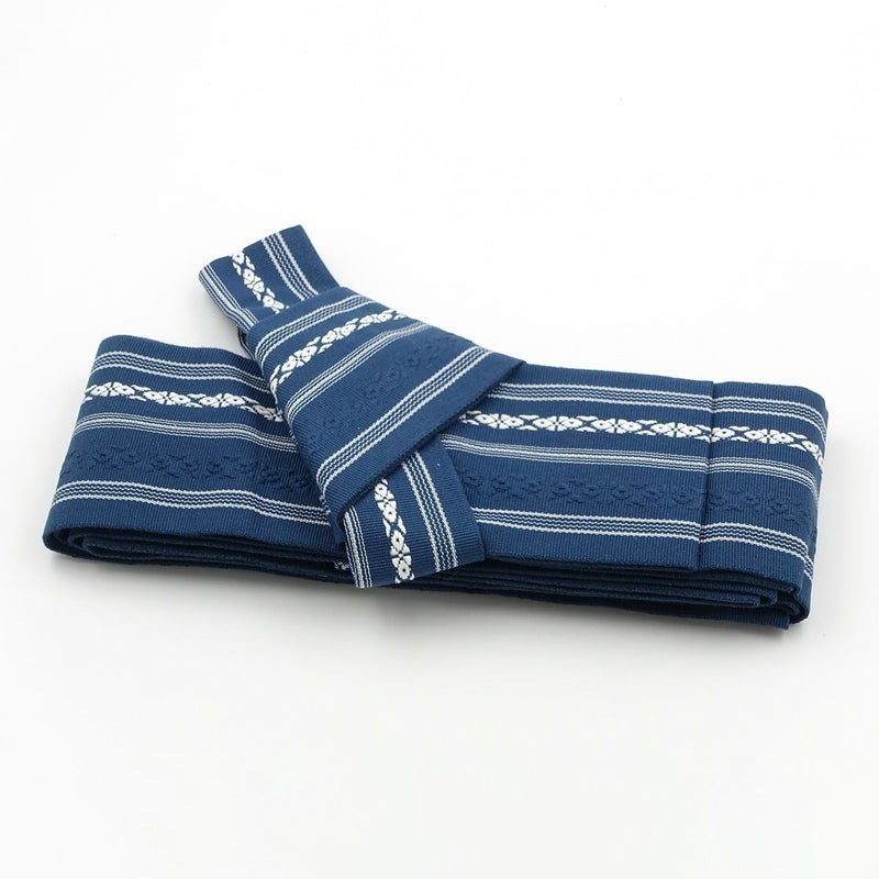 作り帯 ワンタッチ帯 綿 献上 紺