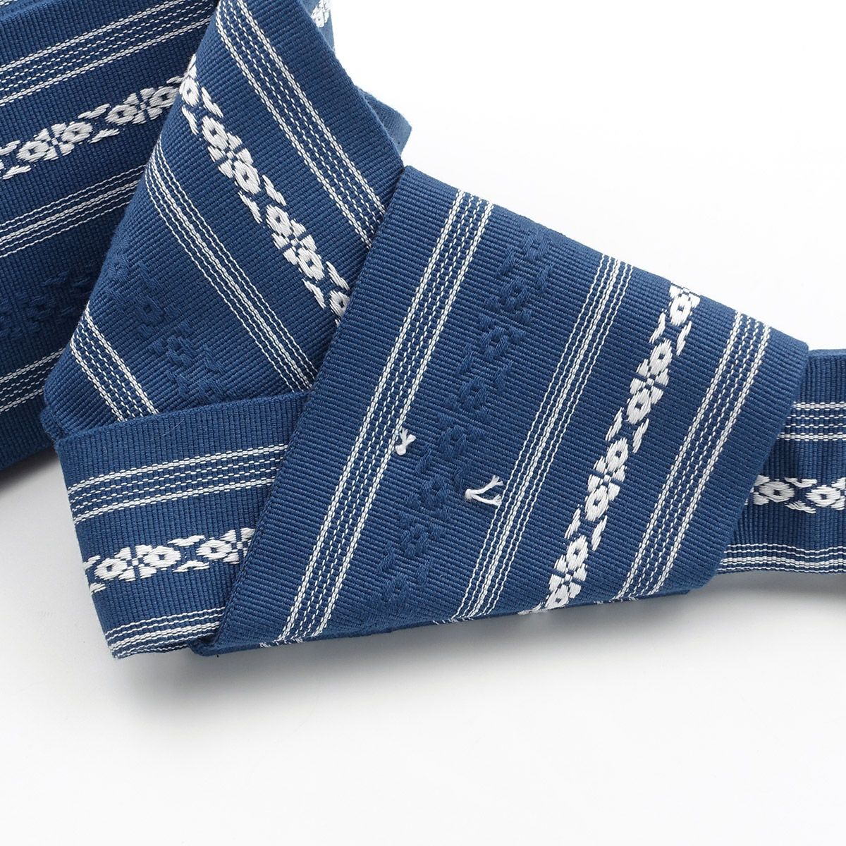 作り帯 ワンタッチ帯 綿 献上 紺