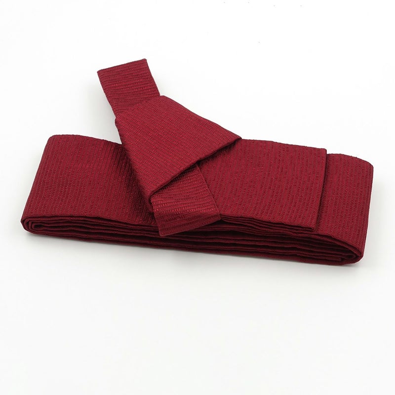 作り帯 ワンタッチ帯 献上 縞 ダークレッド