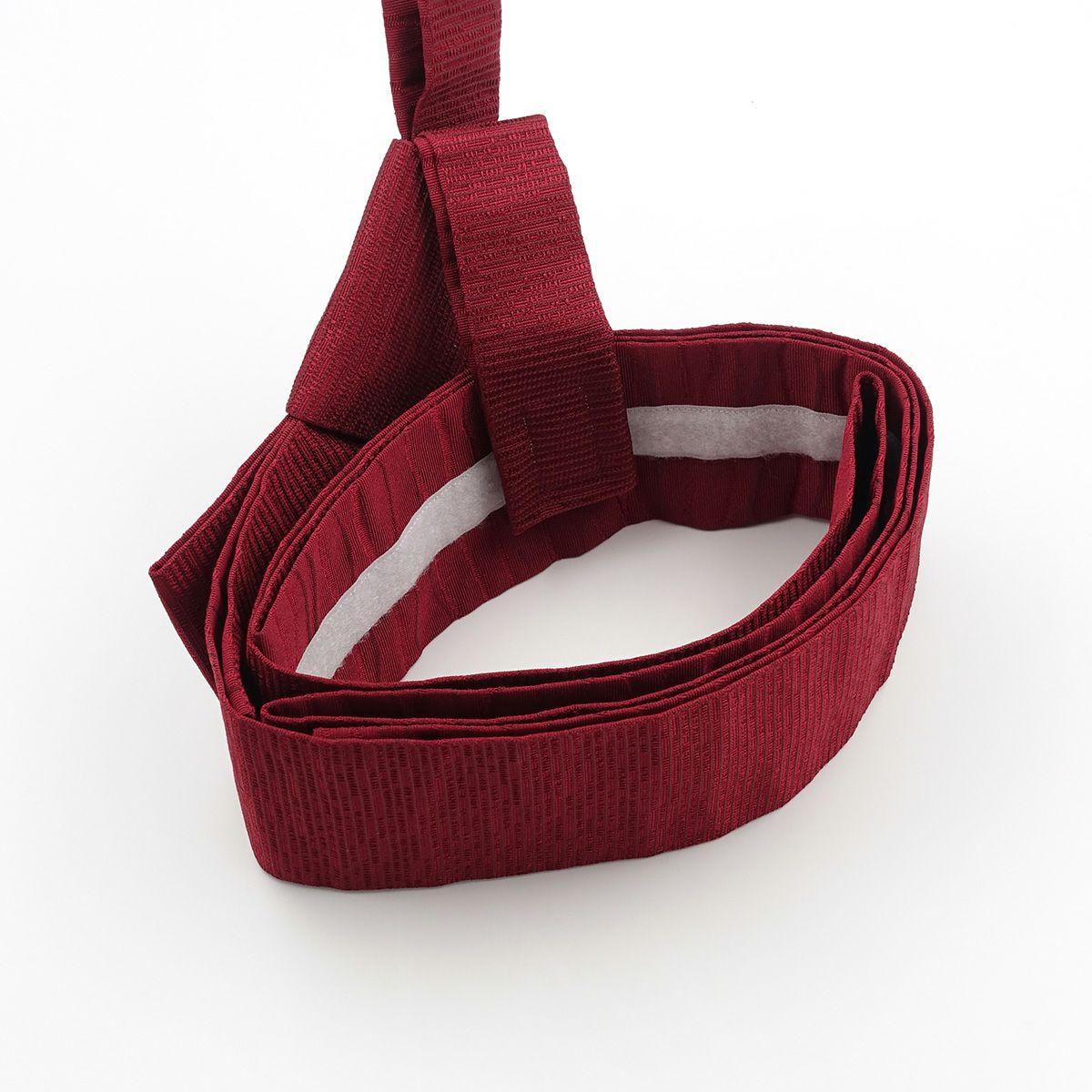 作り帯 ワンタッチ帯 献上 縞 ダークレッド