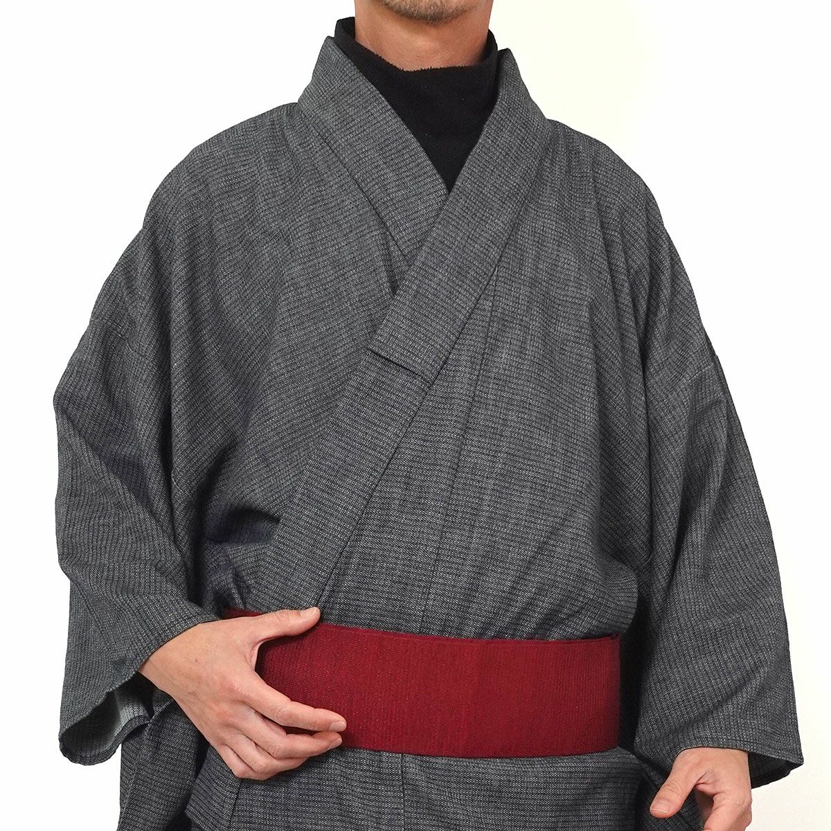 デニム着物 岡山デニム メンズ 単衣 通し柄 グレー | 男着物の加藤商店