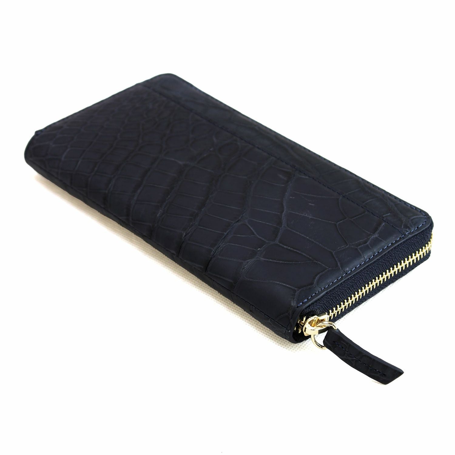 長財布 マット加工 クロコダイル ネイビー | 男着物の加藤商店《公式》