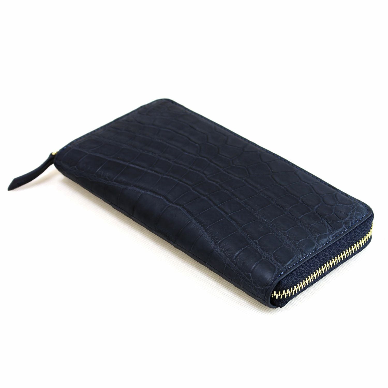 長財布 マット加工 クロコダイル ネイビー | 男着物の加藤商店《公式》