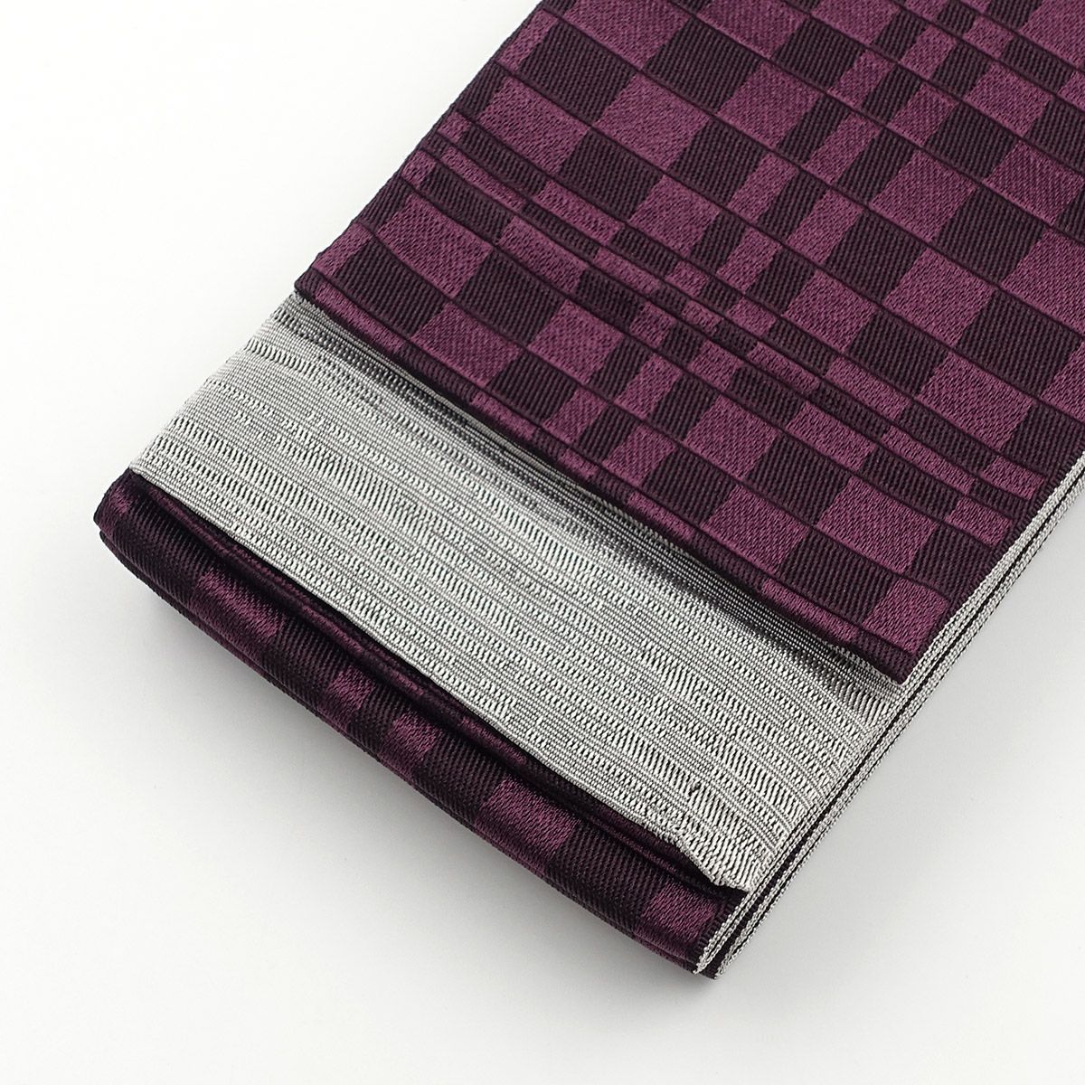 角帯 変わり市松 紫×灰