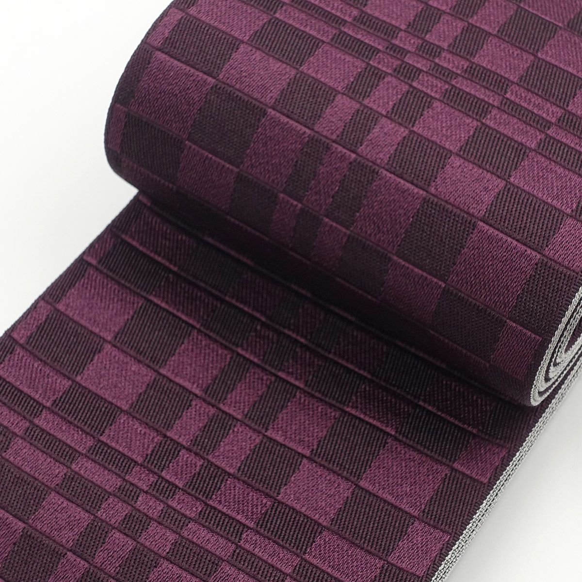 角帯 変わり市松 紫×灰