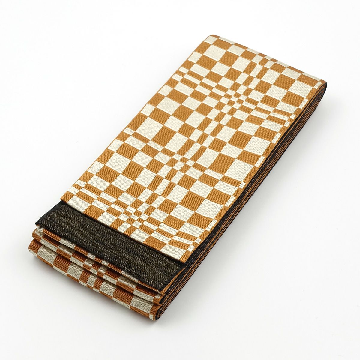 角帯 変わり市松 橙×黒