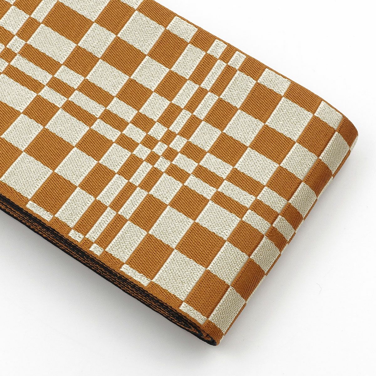 角帯 変わり市松 橙×黒