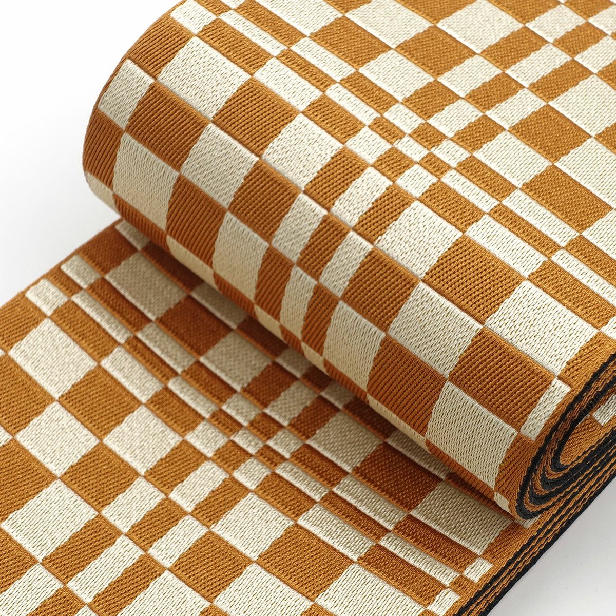 角帯 変わり市松 橙×黒