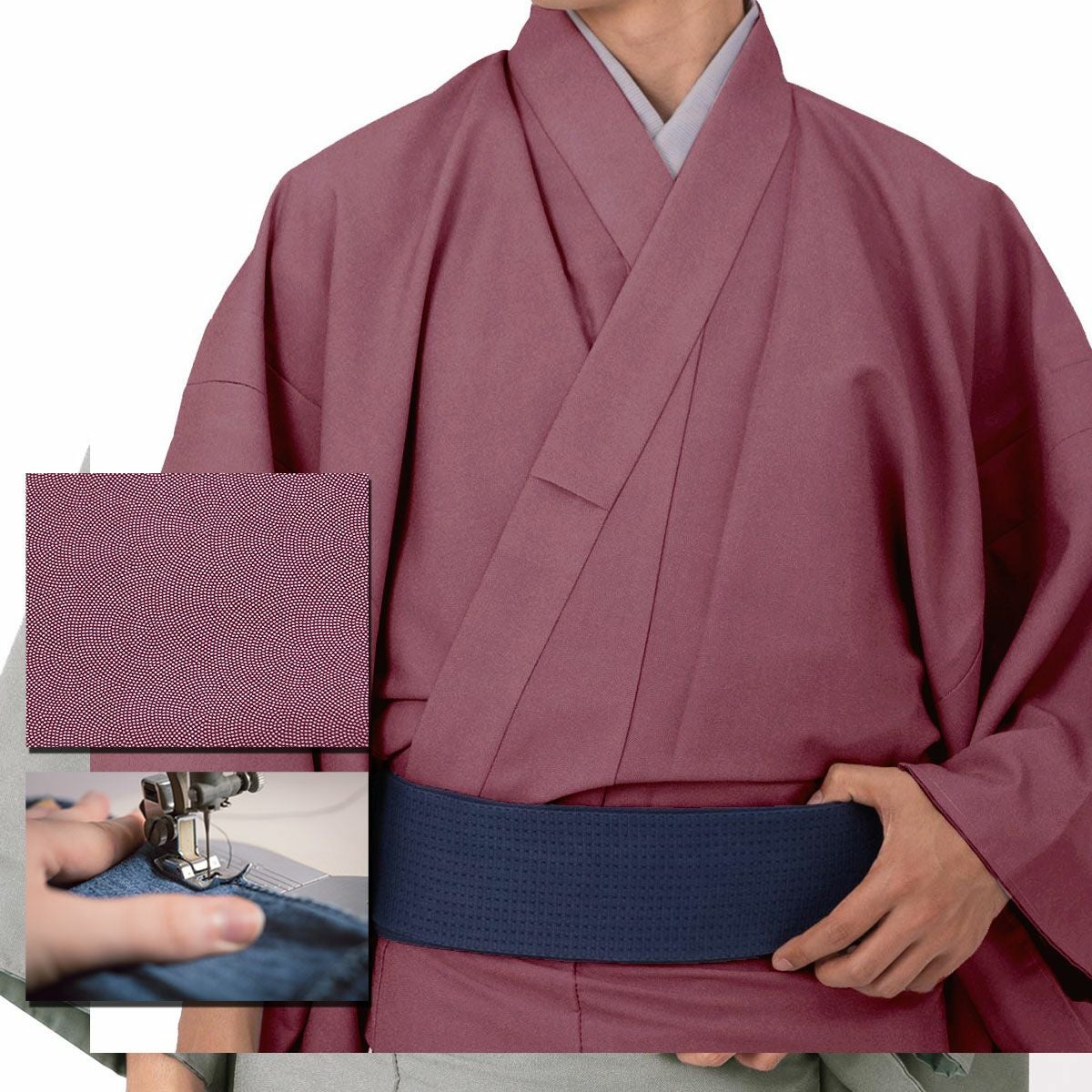 仕立てオーダー着物(もしくは羽織) 洗える着物 江戸小紋 鮫小紋 赤 S