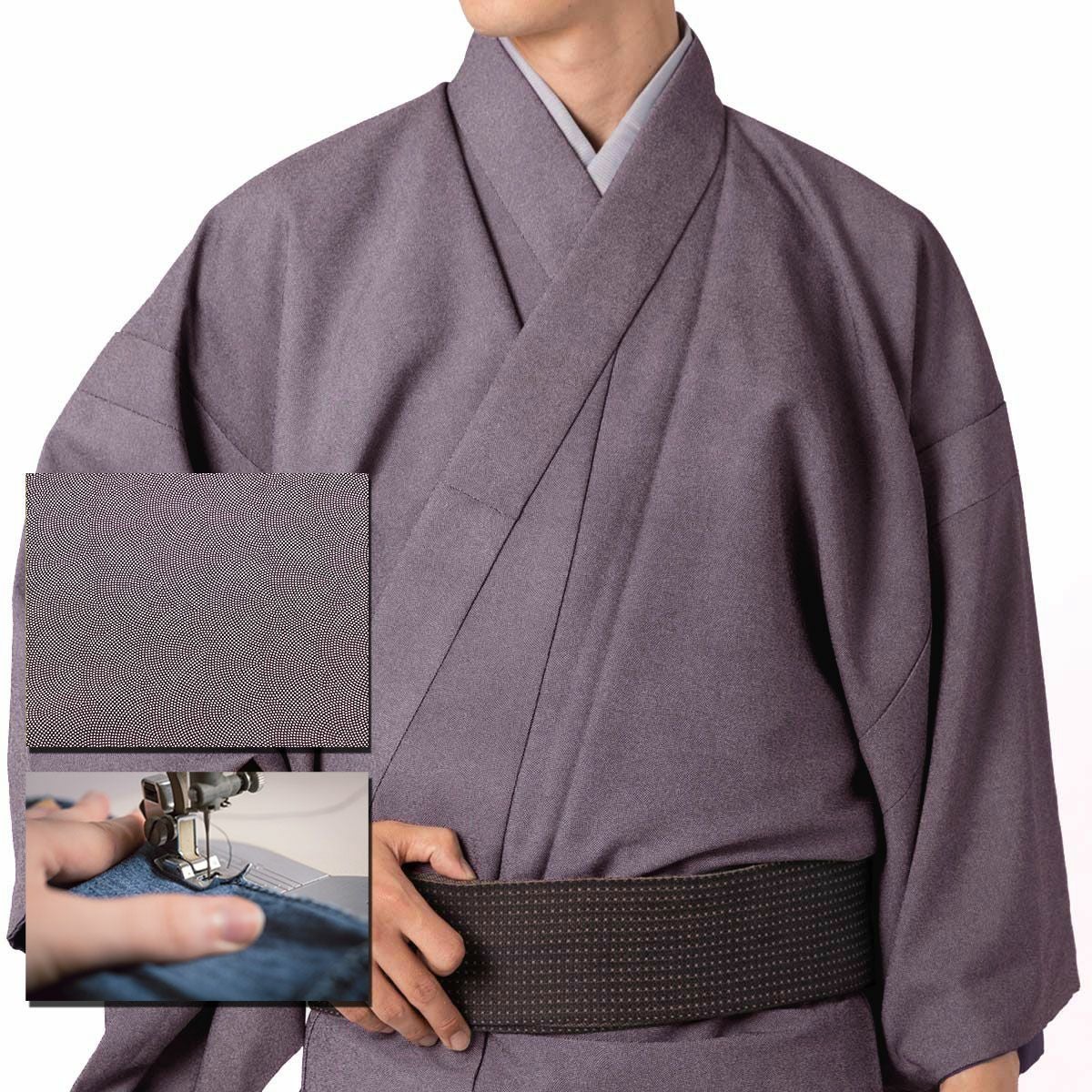 仕立てオーダー着物(もしくは羽織) 洗える着物 江戸小紋 鮫小紋 紫 S