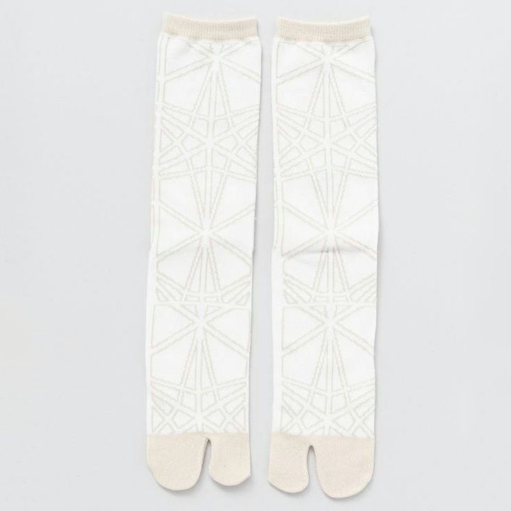 足袋ソックス 組子風 竜胆 中丈 白