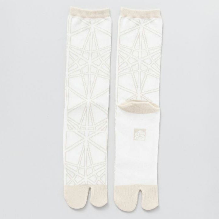 足袋ソックス 組子風 竜胆 中丈 白