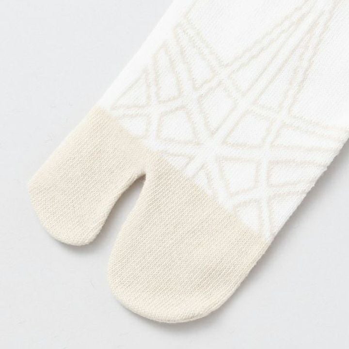 足袋ソックス 組子風 竜胆 中丈 白