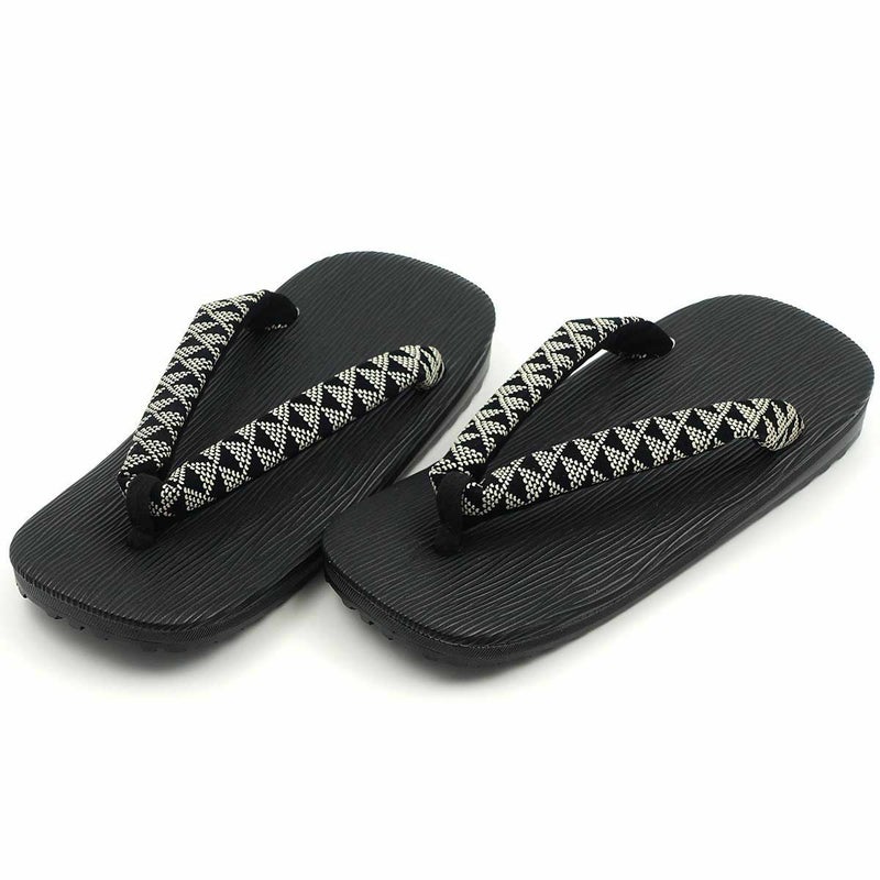 草履 印伝風 鱗 黒台 エピ ラジアルウレタン底 3L