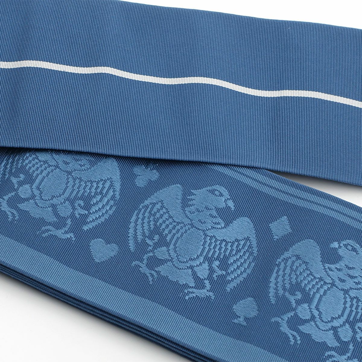 角帯 正絹 博多織物 鷹 青