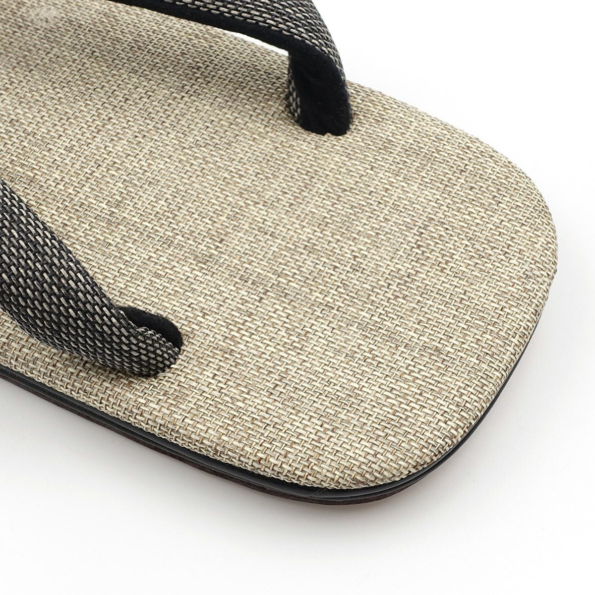 雪駄 男物 牛革底  和紙織 生成 黒鼻緒 3L