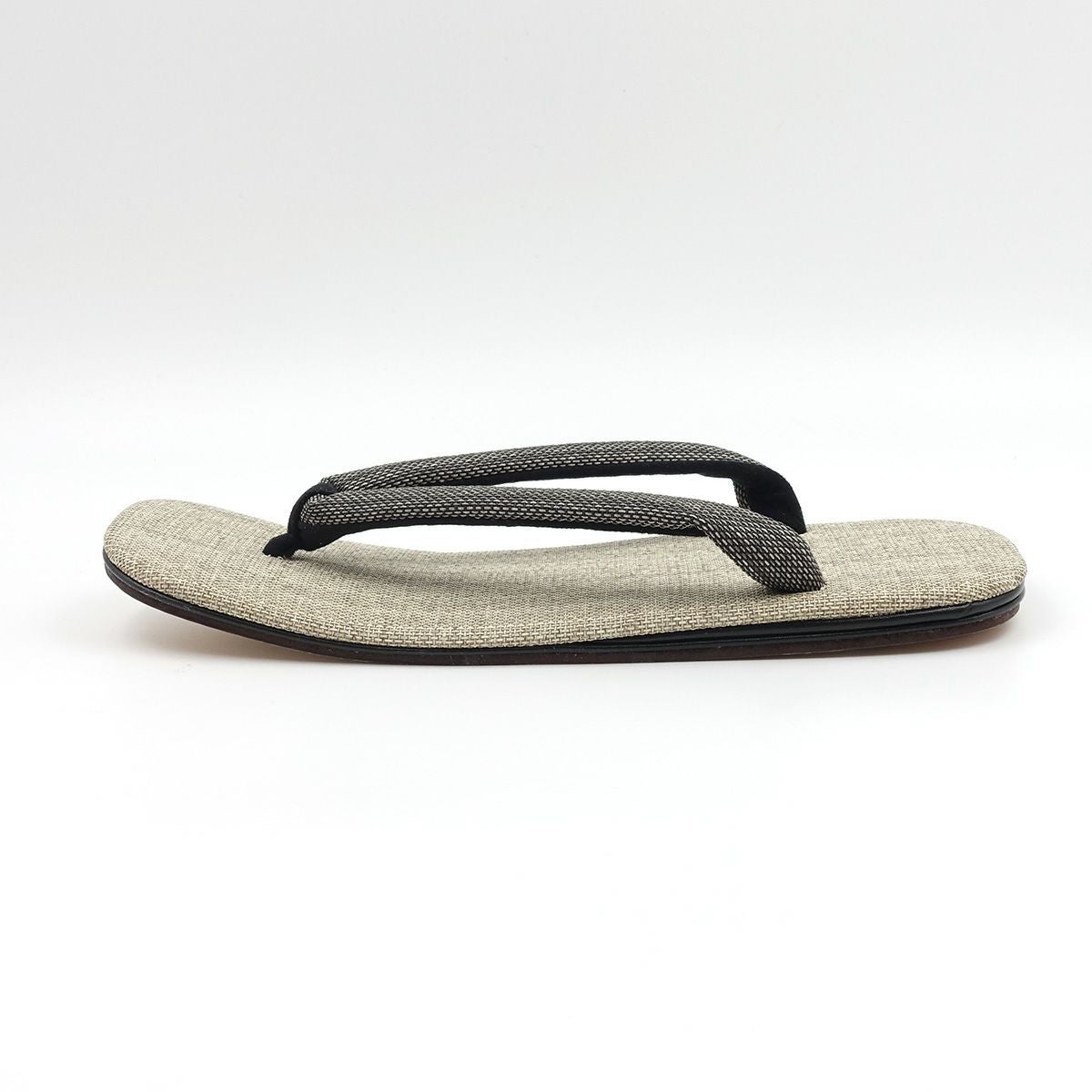 雪駄 男物 牛革底  和紙織 生成 黒鼻緒 3L