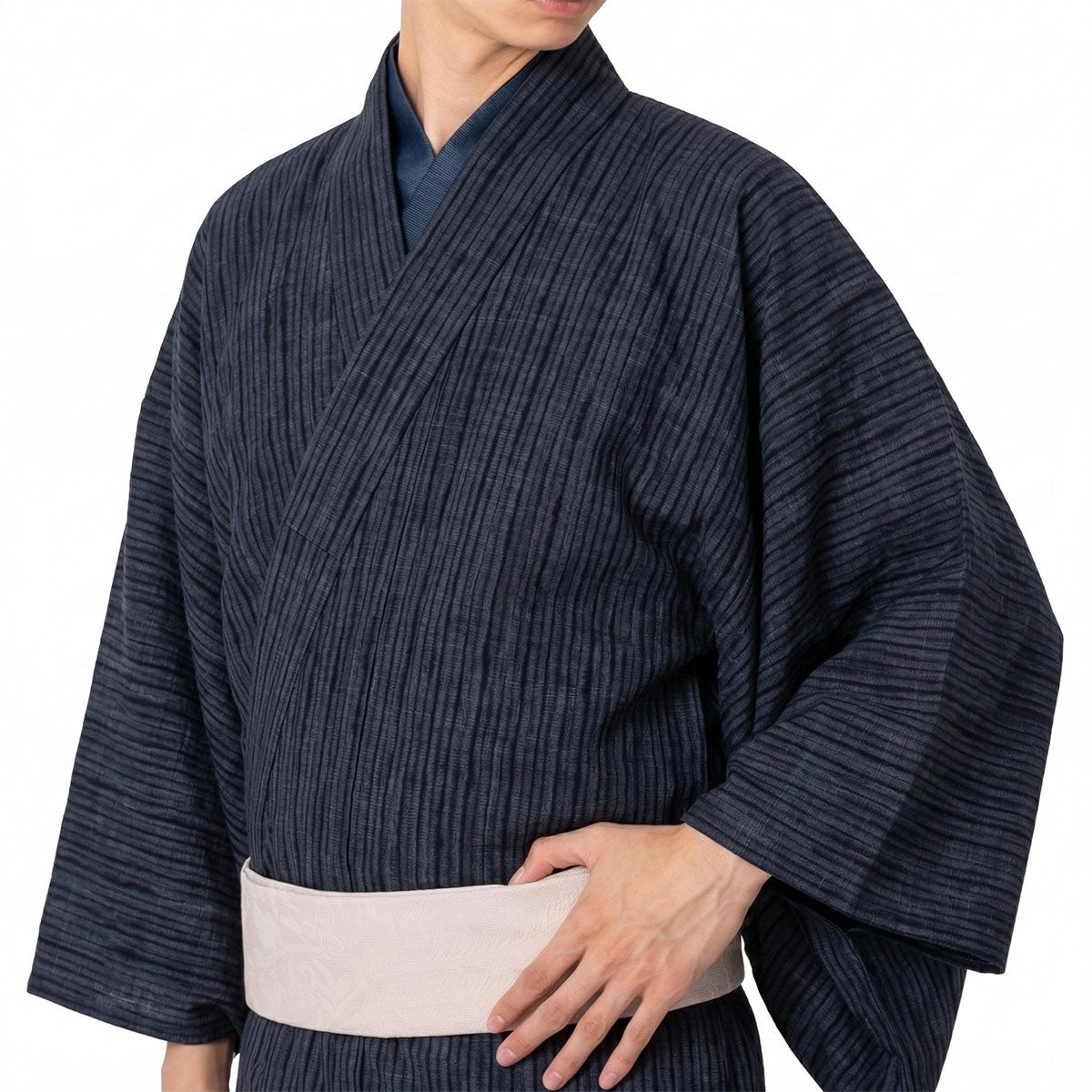 仕立てオーダー着物 越後片貝木綿 絞り着尺 濃紺 | 男着物の加藤商店