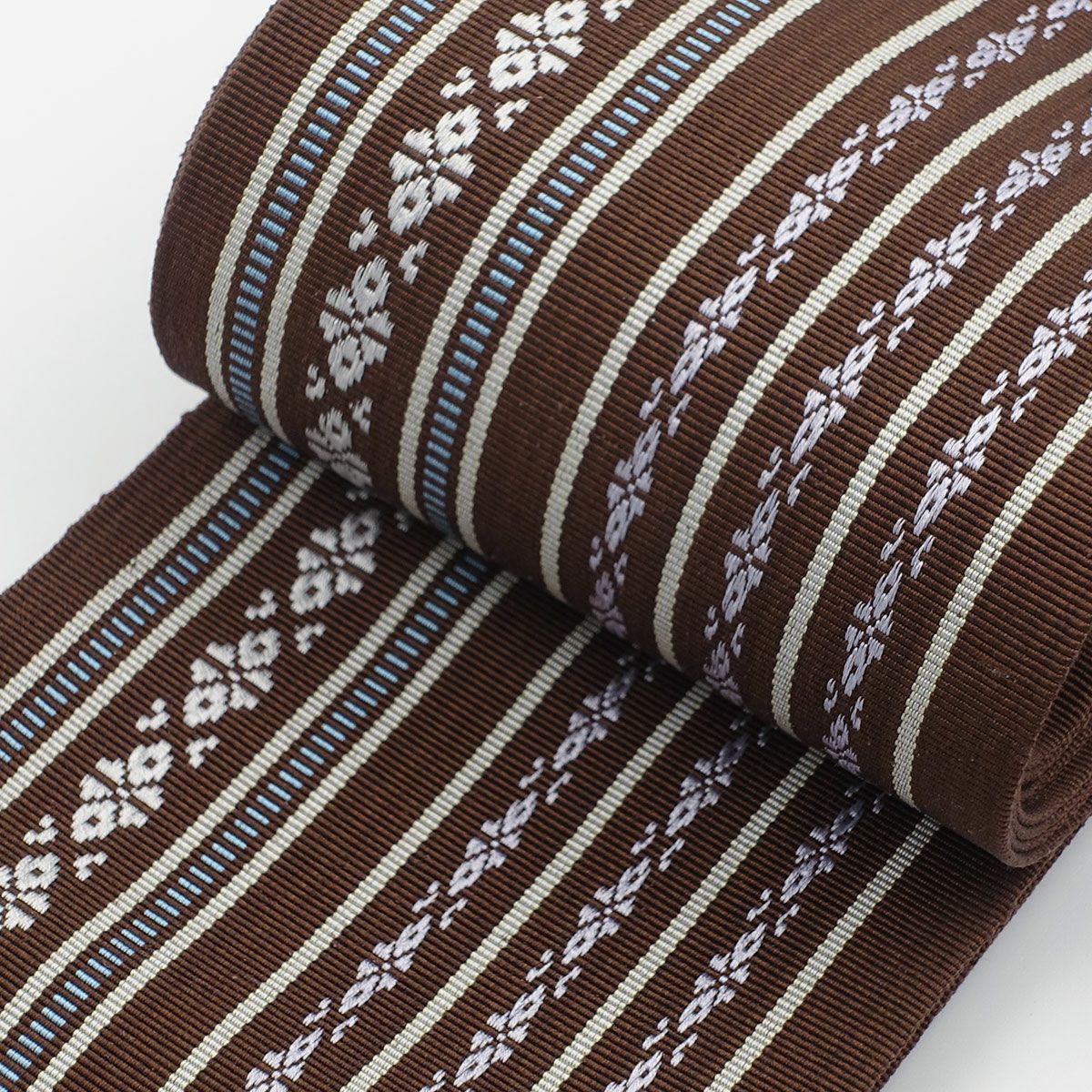 角帯 正絹 博多織物 献上 赤茶