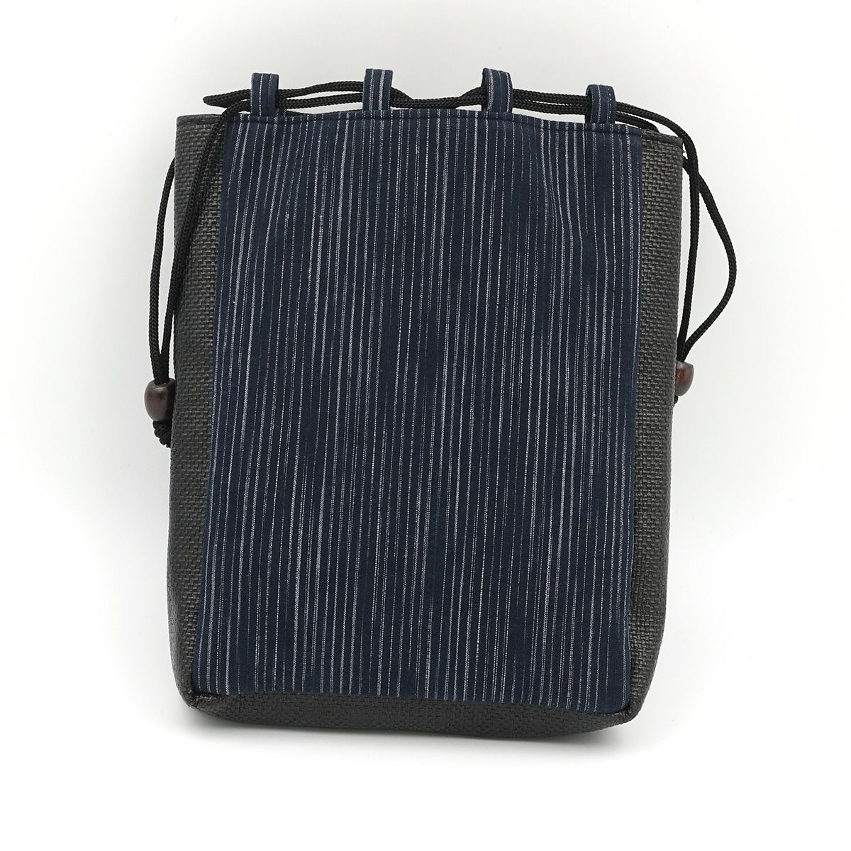 巾着袋 信玄袋 縞 紺