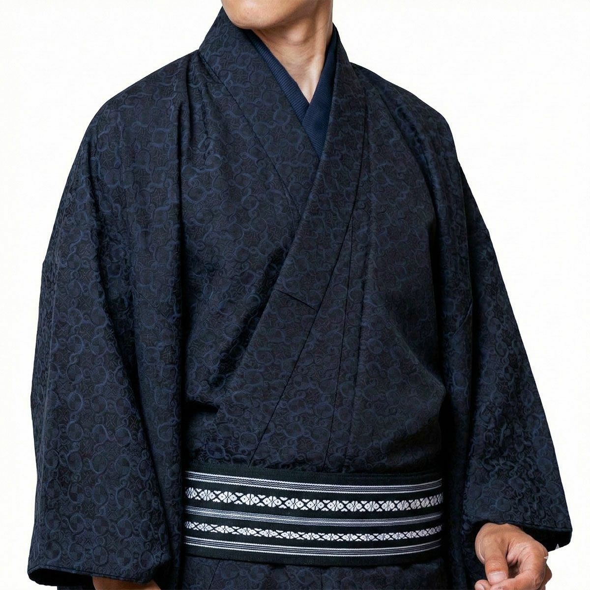 正絹 お召し 西陣織 紺 国内仕立て オーダー着物(もしくは羽織)